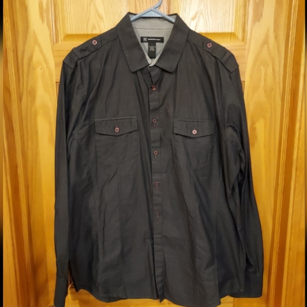 Men's Inc International Concepts Casual Button Down Shirt Grey Color